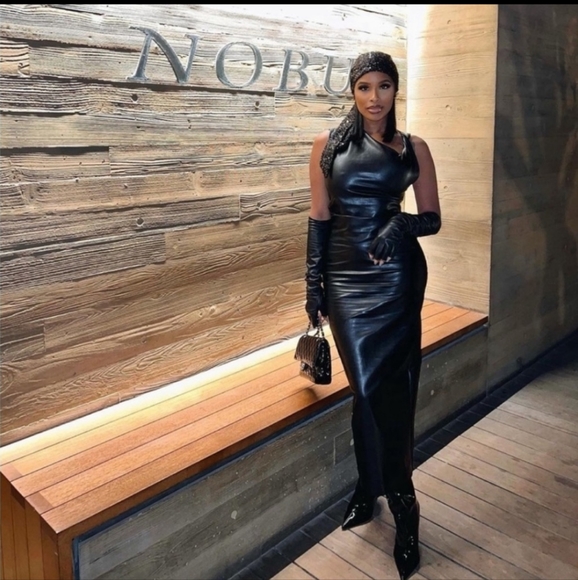 Zara Faux Leather Midi Dress Long Black Bloggers Favorite Size XS - Picture 7 of 11